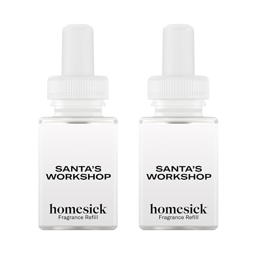Pura & Homesick Home Scent Refill - Smart Home Air Diffuser Fragrance - Long-Lasting Luxury Scent per Refill - Clean Diffuser Fragrance - Household Essential - 2 Pack Santas Workshop