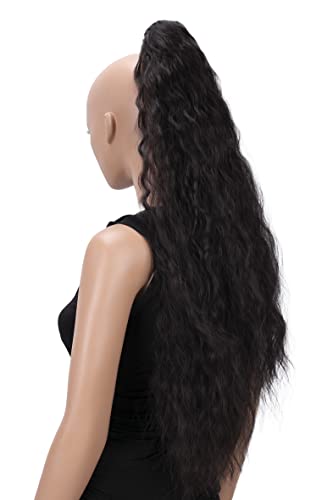 PRETTYSHOP 60cm Extra Long Volumineux Ondulé Queue De Cheval Postiche Fibres synthétiques Résistantes Á la Chaleur Avec Clip Papillon Brun Foncé H706 Cover
