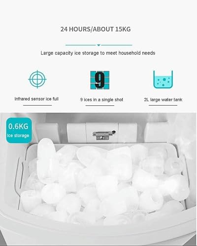Máquina para hacer hielo de encimera, 15 kg/24 h miniatura 3