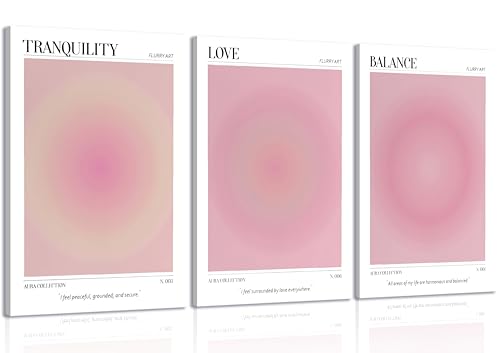 3pcs Pink Aura Collection Gradient Canvas wall art Positive Minimalist