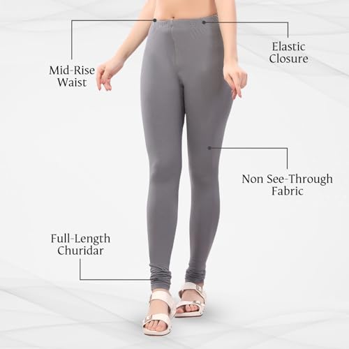 Image of TRASA Ultra Soft Cotton 4 Way Stretchable Churidar Solid Regular and Plus 20 Colours Leggings for Womens and Girls -Sizes :-M, L, XL, 2XL, 3XL, 4XL, 5XL, 6XL
