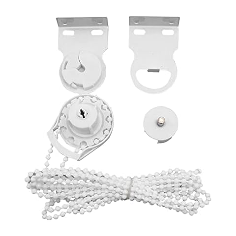PURATEN Roller Blind Fittings 38mm Plastic Roller Blind Repair Kit with Beaded Chain, Heavy Duty Quality Metal Bracket for Curtain Rods with a Diameter of 38mm(white) Cover