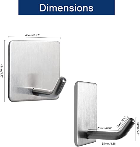 Image of Golden bird Heavy Duty Adhesive Hooks Towel Hook Stick on Hooks Wall Hangers Waterproof Stainless Steel Sticky Hook for Hanging Bathroom Kitchen Home (SUS-304) (Silver, 4)