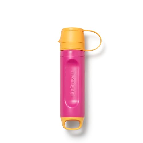 LifeStraw Peak Series Solo - Filtro de agua individual para senderismo, camping, viajes, supervivencia. Elimina bacterias, parásitos y microplásticos, Pink Lemonade