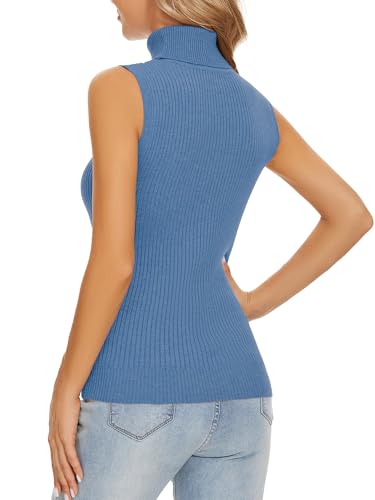 Image of Sleeveless Turtlenecks Tops for Women Slim Fit Knit Sleeveless Vest