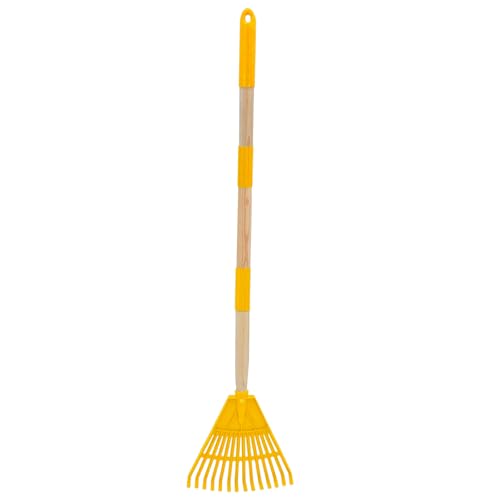 Xifando Kids Leaf Rake - 3-Section Adjustable Handle Lightweight Wood & Plastic Small Garden Tool for Children (Yellow)