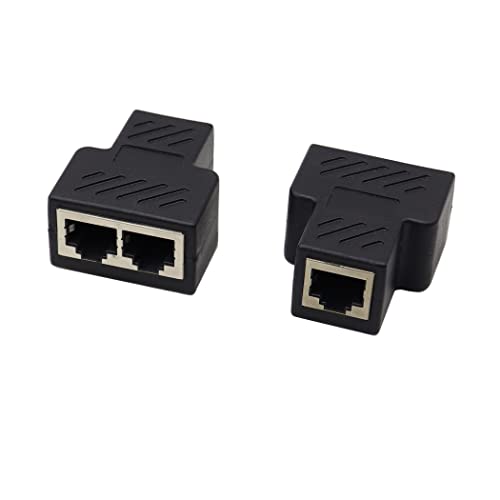 ZUYOOK Ethernet Cable RJ45 Splitter Adapter 1 to 2 Double Contact Modular Plug Connect(Can't Run Both at The Same TIME) LAN Network Internet Splitter 1 to 2 for Cat 5/6/7 Cable?2 Pack?
