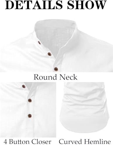 Image of FINIVO FASHION Men's Cotton Blend Solid Full Sleeve Short Kurta Shirt, Regular Fit Solid Pattern Mandarin Collar Straight Kurta Shirt