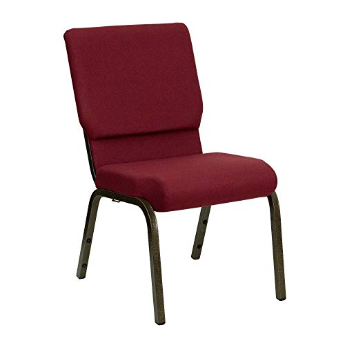 Flash Furniture HERCULES Series 18.5''W Stacking Church Chair in Burgundy Fabric - Gold Vein Frame