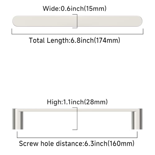 Image of Asidrama 10 Pack 6.25 Inch(160mm) Brushed Nickel Cabinet Pulls Heavy-Duty Solid Kitchen Cabinet Handles Satin Nickel Drawer Hardware for Bathrooms Cupboard 3644