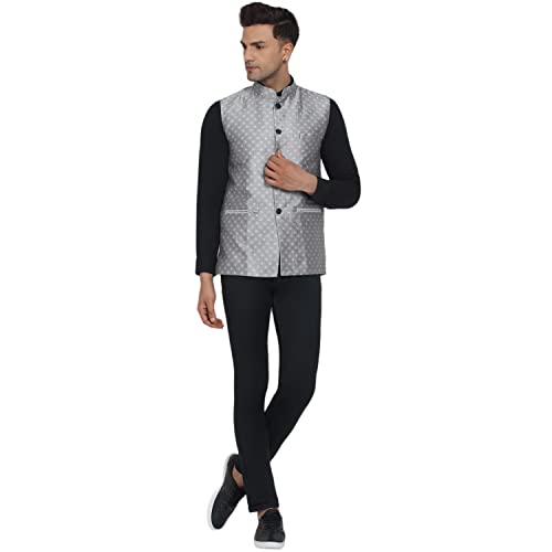 Image of Veera Paridhaan Men's Jacquard Printed Nehru Jacket