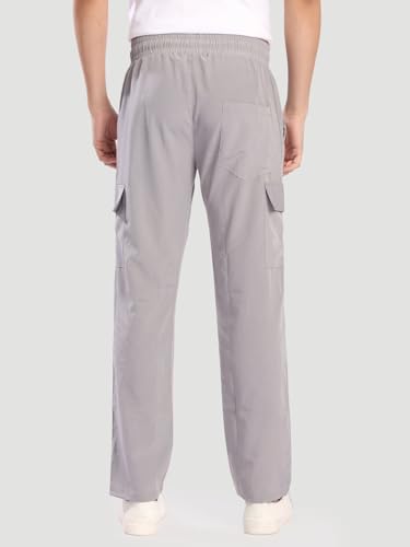 Image of BENE KLEED Men's Solid Polyester Cargo Trousers | Classic Style | Full Length | Straight Fit
