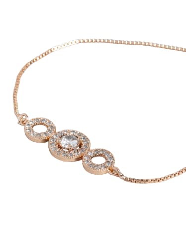 I Jewels Valentine's Special 18k Rhodium Plated Cubic Zirconia Adjustable Bracelet Jewellery with Pull-Chain for Women & Girls (ADB166)