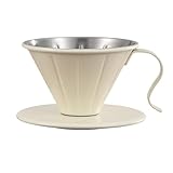 Kaffeefilter Keramikfilter Permanentfilter Filter für Filtertüten 1x4 1 Loch Wiederverwendbar Gewicht für einen sehr sicheren Stand (Ø11.5cm,Weiß)