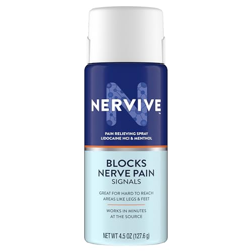 Nervive Pain Relieving Spray, Lidocaine Spray, Nervive Pain Relief, Lidocaine Topical, Foot Pain, Leg Pain, Hand Pain, Max Strength Formula, for Hard to Reach Areas, 4.5oz