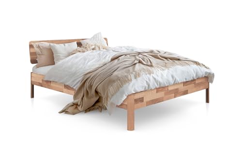byoak Massivholzbett Penny - mit Holzkopfteil - Doppelbett aus Holz - 160 x 200 cm - Geölt - Kernbuche