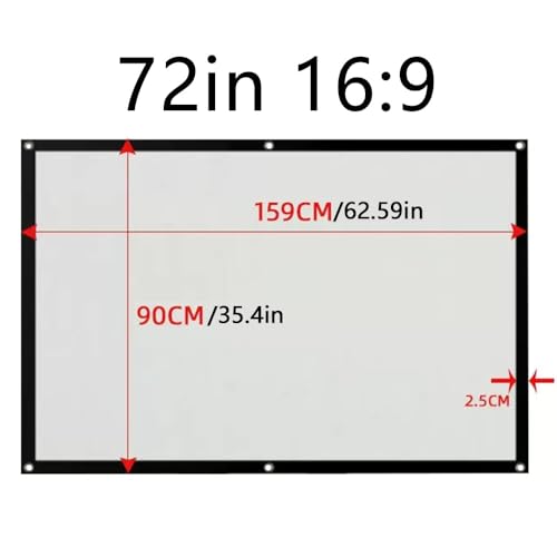 Image of Projector Screen,Projector Screen Pull Down, 50-250in Projector Screen 4K Movie Projector Screen 16:9 HD Foldable Projection Screen Anti-Crease Indoor /Outdoor P
