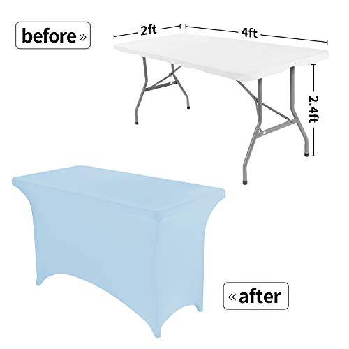 Image of Peomeise 4FT Spandex Table Cover Rectangular Stretch Spandex Tablecloth (Blue Mist,4FT)