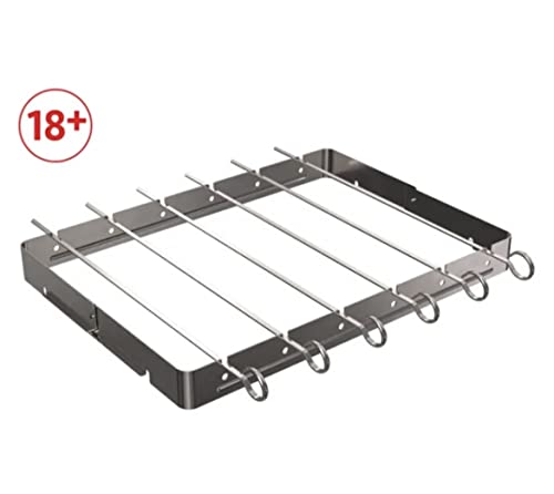 Barbecue Skewers and Rack Set, 6Pack Stainless Steel, Silver - Image 4