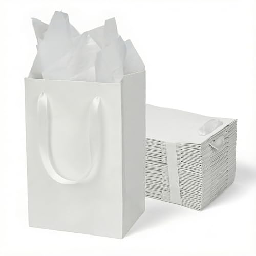 Sacs cadeaux blancs Papertide petit format pochette papier poignée torsadée