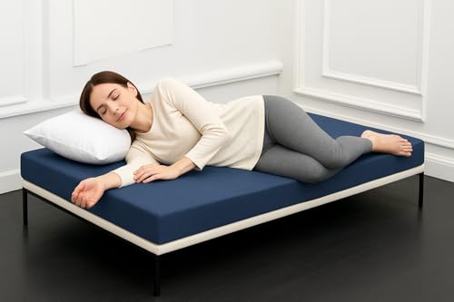 Image of ATOOTFUSION Orthopedic High-Density HR Foam Mattress | High-Resilience (HR) Dual-Sided Foam | Single Size Bed Mattress - 3-Year Warranty (Navy Blue, 72X35X5 Inches)