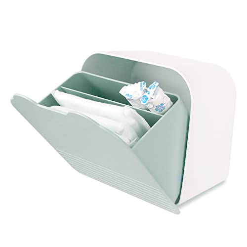 Caja de almacenamiento de servilletas sanitarias, bolsa de almacenamiento de servilletas sanitarias portátil para baño de 6 x 6 x 3.5 pulgadas para niñas (verde) Cover
