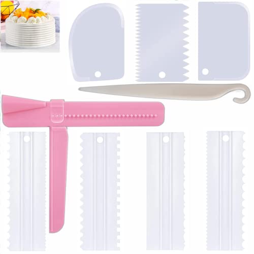 WENYIEN Juego de raspadores para tartas, (9 piezas) Peine para decorar tartas, utensilio de cocina (blanco) Cover