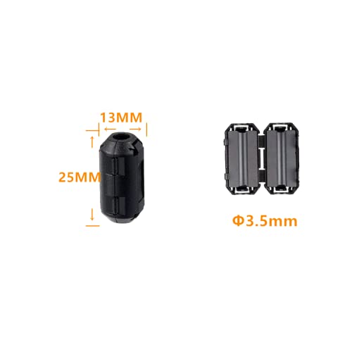 HUAREW Noise Suppressor Cable Clamp Black Clip Type Ferrite Ring RFI EMI for 3.5mm (Pack of 5) - Image 2