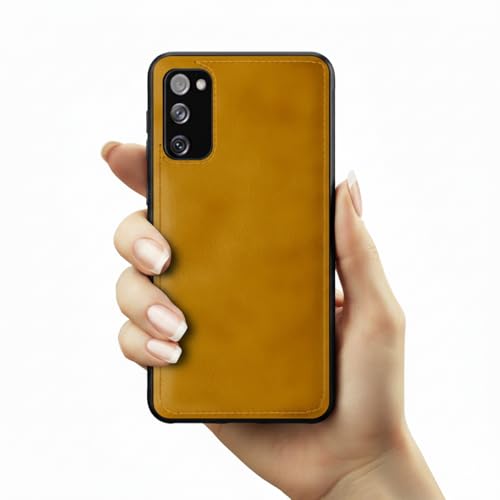 Image of Leather Case for Samsung Galaxy S20FE Premium Protective Stylish Slim Cover with Shockproof Raised Edges Brown