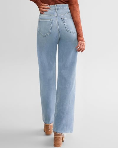 Straight Leg Jeans for Women Trendy High Waisted Cropped Boyfriend Mom Stretchy Frayed Hem Loose Wide Leg Baggy Pants2