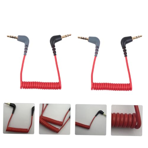 Cable de extensión de audio 3.5mm rojo 0.75m 2 piezas miniatura 7