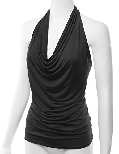 Women's Casual Halter Neck Draped Front Sexy Backless Tank Top (S-3XL) (CLLTJ316)2