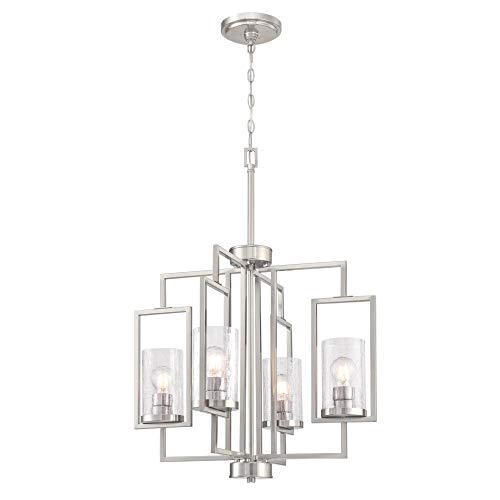 Westinghouse Lighting 6576500 Kayla Four-Light Indoor Chandelier, Brushed Nickel Finish with Clear Crackle Glass