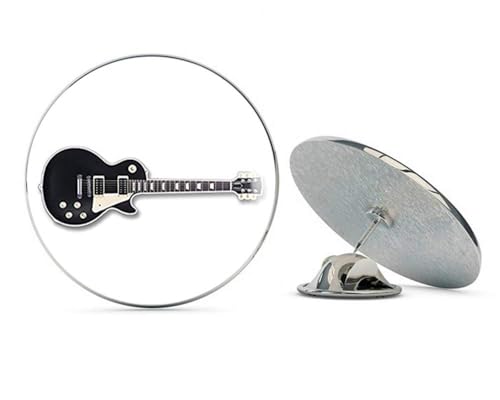 Black Gibson LES Paul Style Guitar Shaped (Guitarist Electric Play Band Rock) 2 Metal 0.75" Lapel Hat Pin Tie Tack Pinback2