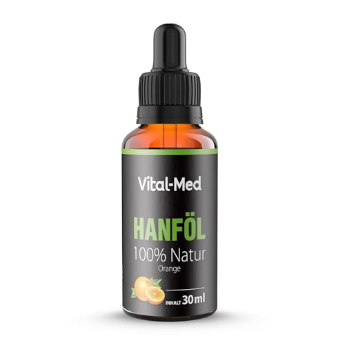 Extra starkes und hochdosiertes Hanföl mit 30ML (750 Tropfen) - Premium Vital Hanfsamenöl - 100% Natur - Hanftropfen mit Omega 3-6-9 (30ML, Orange)