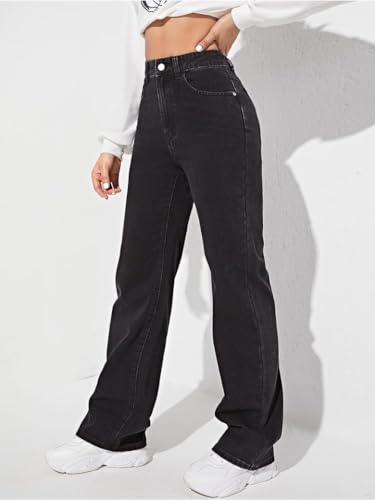Image of Glossia Denim Baggy Jeans for Women | Stretchable High Waist Straight Fit Jeans for Women | High Rise Stretch Denim | Loose Fit Plus Size Denim (Sizes - 24 to 44) WJ51-1205-$