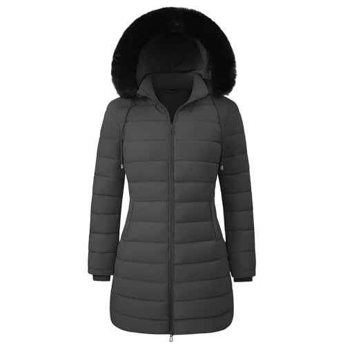 RITOSTA Abrigo Acolchado Mujer Invierno Largo Chaqueta Cálido Abrigos Gruesa Plumifero Chaquetas Polar Elegante Parka con Cremallera Prueba de Viento para Uso Diario y al Aire Libre