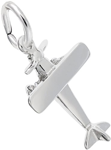 Rembrandt Small Single Engine Airplane Charm - Metal - 14K White Gold