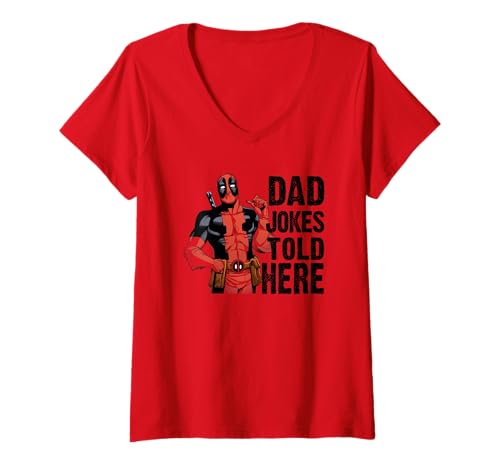 Mujer Marvel Deadpool Father's Day Dad Jokes Told Here Camiseta Cuello V