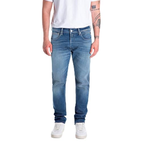 Replay Grover Jeans, 009 Azul Medio, 40W x 34L Hombres