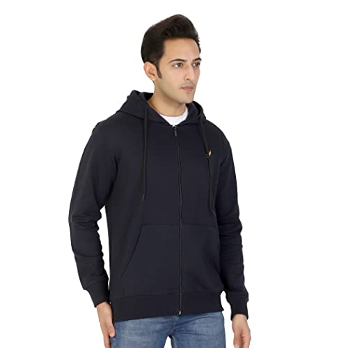 Image of D-GREEN Sweatshirt for Men Stylish Hoodie with Zipper and Full Sleeves Winter Wear