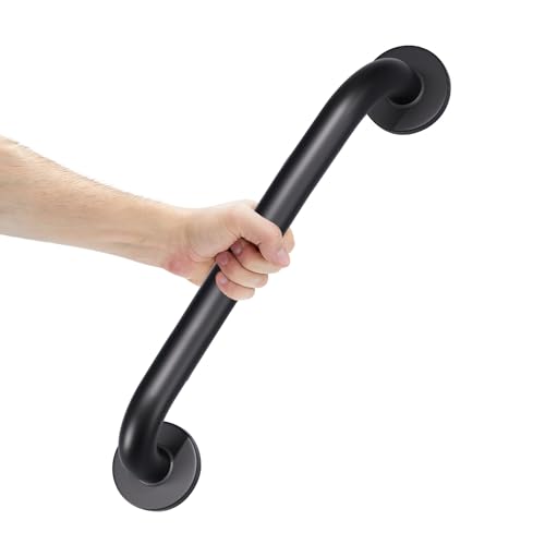 Image of AmazerBath Grab Bars for Shower 18 Inches, Shower Grab Bars for Senior Anti Slip, Safety Grab Bars for Bathtubs and Showers Stainless Steel, Thickened Bar Holds 500LBS, 18 inch Lx1.25 D, Black