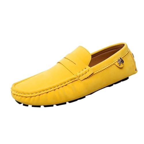 omcam Mocassins De Mode pour Hommes Chaussures De Cérémonie pour Hommes Chaussures Plates À Enfiler Chaussures Décontractées pour Le Travail,Jaune,43 EU