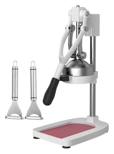 Exprimidor profesional de cítricos, máquina exprimidora comercial con embudo extraíble, prensa manual, extractor de exprimidor de naranja de acero inoxidable (blanco)