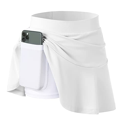 MERIABNY Girls Tennis Skirt with Built-in Shorts Athletic Skort for Golf Running, 6-12 Years Old