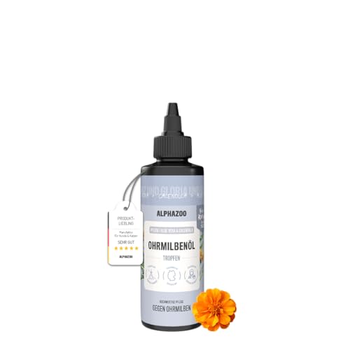 alphazoo Ohrmilbenöl für Katzen 100ml – Natürliche Ohrpflege & Reinigung mit Aloe Vera & Calendula – Beruhigende Ohrentropfen gegen Ohrmilben &...