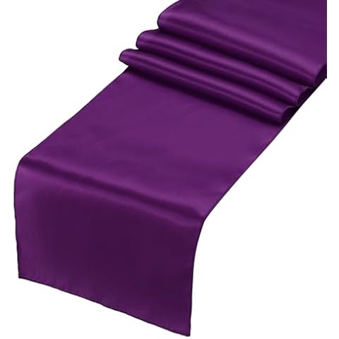 Sourcing Map Dark Purple Satin Table Runner Cover