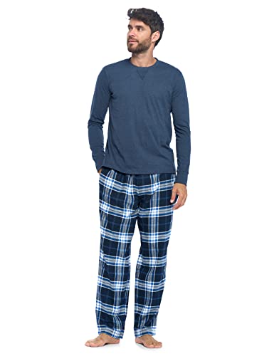 Ashford & Brooks Mens Flannel Pajamas Set, Jersey Cotton Long Sleeve Top & Plaid Pants Flannel Pjs Sets4