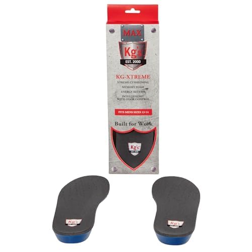 Image of KG's KG-Xtreme MAX Insoles - Memory Foam Shoe Insoles Men with Arch and Foot Support for All Day Comfort and Foot Pain Relief with Intellifresh Odor Eliminator (Size 7-9)