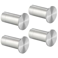 SAYAYO 4PCS Coat Hooks Screw-in Bathroom Towel Robe Hook, SUS304 Stainless Steel Heavy Duty Door Hanger Hat Clothes Closet Sponges Holder for Kitchen Home, Brushed Nickel Finished